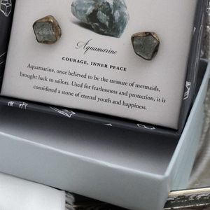 Luna Norte Jewelry - Aquamarine crystal birthstone raw cut earrings Luna Norte Jewelry - Aquamarine crystal birthstone raw cut earrings